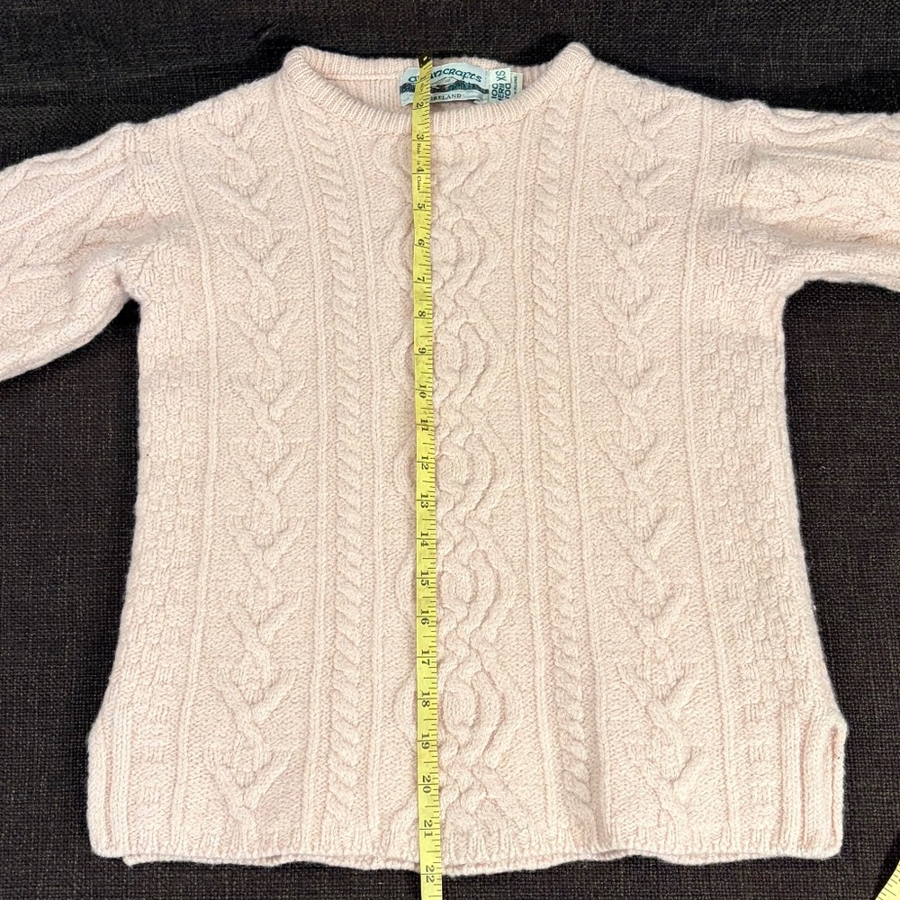 Aran Crafts 100% Merino Wool Knit Sweater Size XS Pink Thick and Warm - Picture 7 of 10